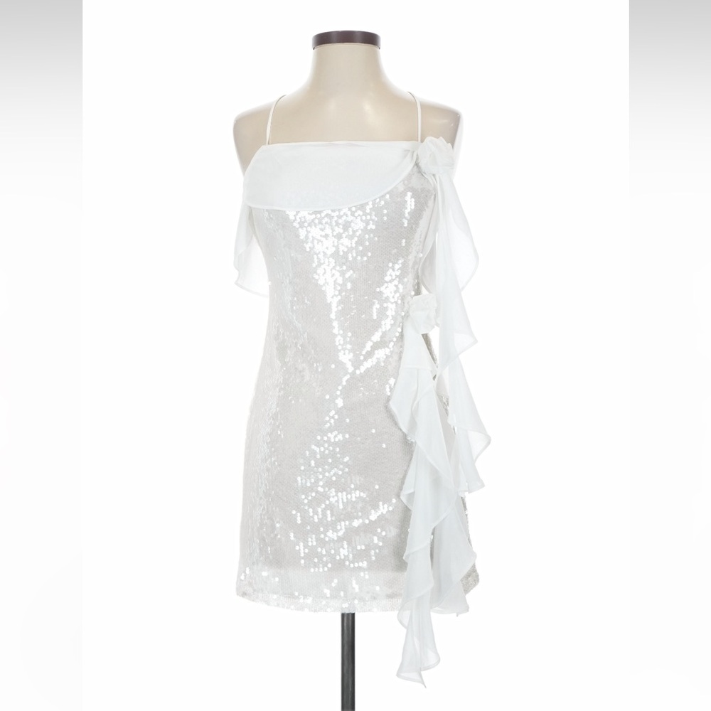 12th Tribe Starlit White Sequin Mini Dress - Size S - Picture 9 of 13